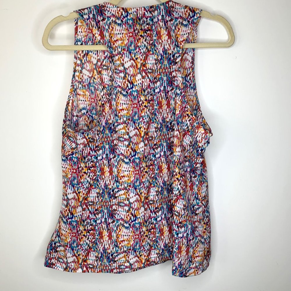 KARDASHIAN KOLLECTION Multicolor Racer‎ Back Wrap Tank Blouse Sz L - Picture 4 of 6